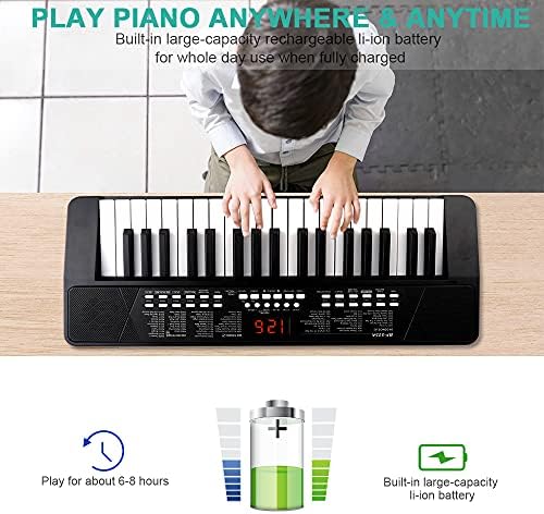Beginners Piano Keyboard 37 Keys Portable Electronic Keyboard Piano Built-in Rechargeable Battery Kids Piano with Headphone Jack Learning Musical Instruments Gift for Boys Girls 2 51AzIJg2sAS. AC