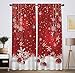 Funnytree Red Christmas Window Curtain Kids Winter Xmas Glitter Bokeh Print Curtains Home Decor Rod Pocket Darkening Drapes for Bedroom Living Room 82 in x 84 in