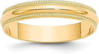 14k Yellow Gold 4mm Milgrain Half Round Wedding Band Ring