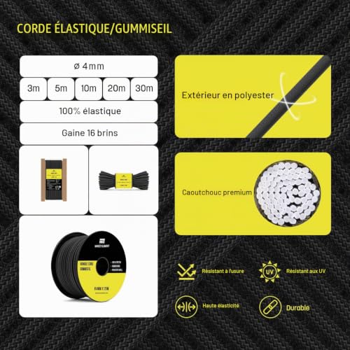 Manco Element Corde Elastique 4mm x 20m Sandow Tendeur Élastique Bâche – vue 2