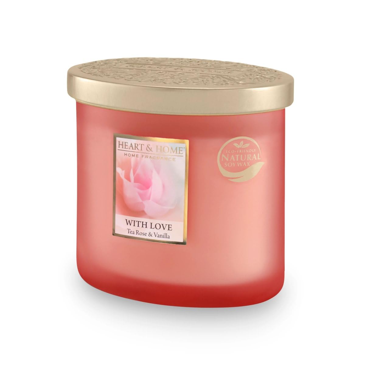Heart And Home Heart & Home Serene Scents With Love Tea Rose & Vanilla Twin Wick Ellipse Shape Sustainable Soy Candle – Luxurious Enchanting And Romantic Scent | Long-Lasting, Even Burn Size 40