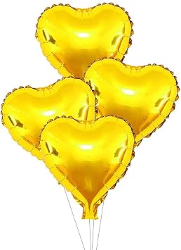 20 pcs Glod Heart Foil Balloons, 18inch Glod Heart Shaped Helium Balloons Mylar Balloons for Wedding Decoration Party Balloons Birthday