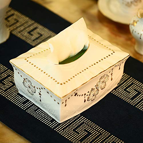 Flower Pattern Ceramics Tissue Paper Holder Box Cover Case Household European Porcelain Napkin Holder With Magnetic Cover - Stylish Table Desk Hotel Office Shop Decoration Tissue Box Holder #TOP2