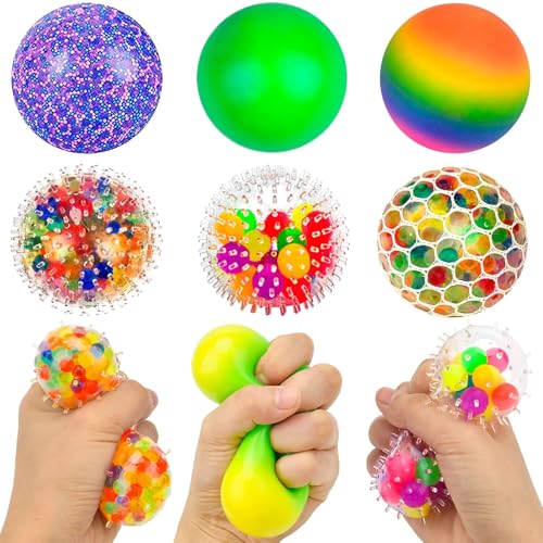 Stressb&auml;lle, 6 St&uuml;ck Regenbogen Squeeze B&auml;lle, Squishy Antistressball