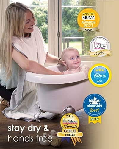Cuddledry Hands Free Baby Bath Towel | Luxuriously Soft Bamboo & Cotton Hooded Baby Towel | Apron Towel for Safe Babies Bathtime | Perfect Newborn Gift | Blue Edging