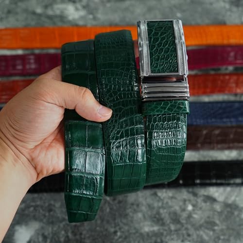 Image of vinacreations AIIigator Belt Leather Strap Belts 1.5 inch Width Adjustment Removal Buckle Jean Dress Croc Handmade