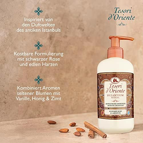 TESORI D'ORIENTE BYZANTIUM aromatyczne mydło w kremie 300 ml z czarną różą i ladanum