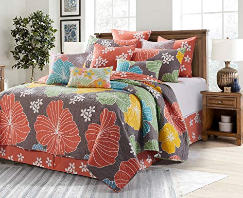 Virah Bella Hibiscus Printed Reversible Quilt Set #TOP27