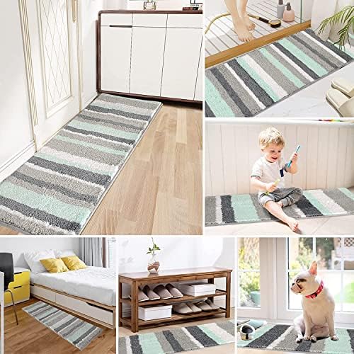 Kbladud Bathroom Rugs Non Slip, Bath Mats Absorbent, Bath Rug Super Soft, Bathroom Mat Comfy Microfiber Floor Mat for Bathroom, Bedroom, Kitchen, Entrance, Machine Washable, 40 x 120 cm (Green)