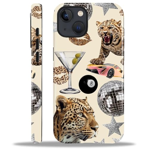 NONMY Magnetic for iPhone 15 Plus Case [Compatible with Magsafe] 2 in 1 Dual Layer Hard Shell Silicone Shockproof Cover,X Leopard Print Star Lips