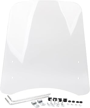 Minho Upgraded 3mm Scooter Windshield 15.7"x18" Clear PC Windscreen Wind Deflector for Moped Motorcycle