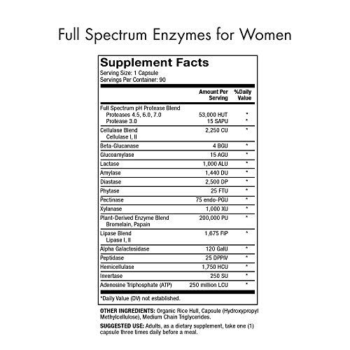 Dr. Mercola, Full Spectrum Enzymes For Women Dietary Supplement, 90 Servings (90 Capsules), Provides Digestive Support, Non Gmo, Soy Free, Gluten Free #TOP5