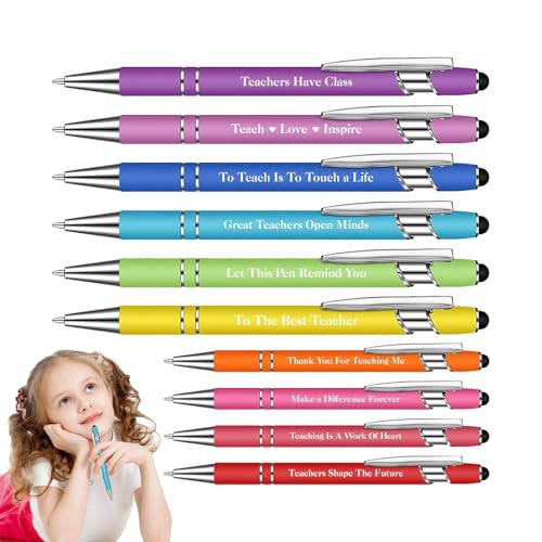 Zuasdvnk おもしろ作業ペン | 動機付けの引用付きノック式ボールペン 学校用品 タッチスクリーンチップ 肯定ペン 学生/教師用