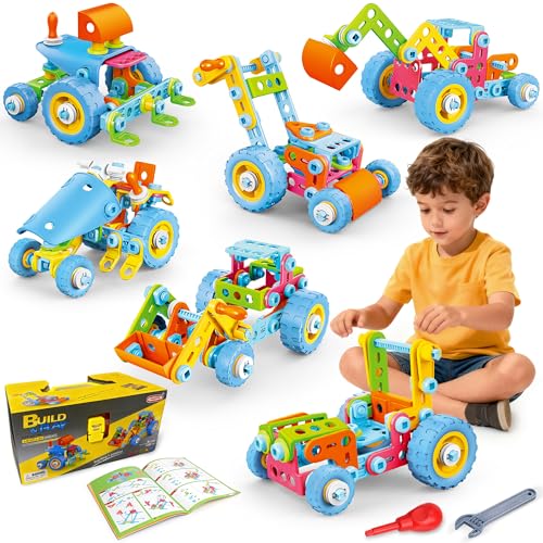 STEM Toys for 3 4 5 6 7 8+ Year Old Boy Girl Building Toys for Kids Ages 4-8 5-7 6-8 Toddler 3-8 Block Stem Kit Educational Construction Set Creative Activities Learning Engineering Game Birthday Gift