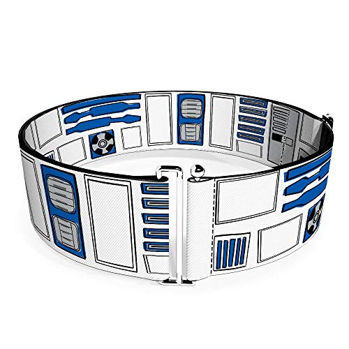 Buckle-Down Star Wars Belt Cinch Belt Star Wars R2D2 Bounding Parts3 White Black Blue Gray 3.0 Inch Wide 28 to 52 Inches