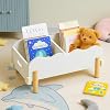 HouseJoy Wooden Bookself for Kid, White Kids Bookshelf and Toy Storage, Toddler Bookshelf for with 2 Adjustable Divider, Baby Bookcase for Children's Room Classroom Nursery