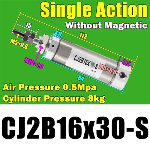 Mini vérin pneumatique CJ2B16x30-S compact en acier inoxydable à action simple - 3