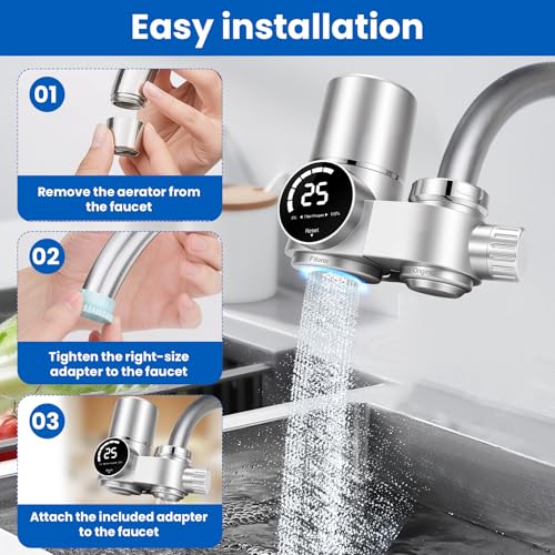 Filtre à Eau Robinet Acier Inoxydable 13 Étapes, Sans Batterie avec LED – vue 6