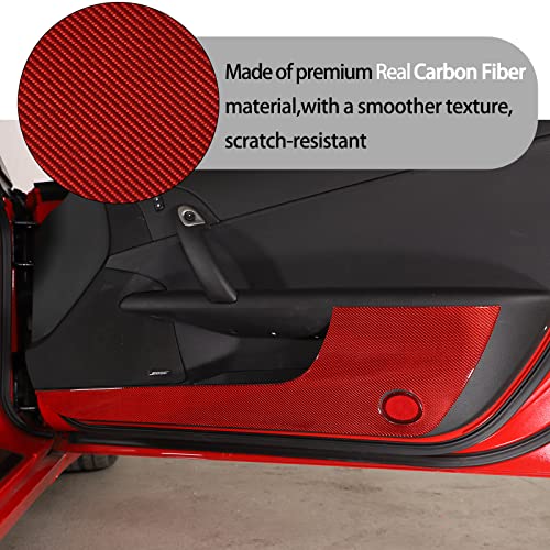 Lcojicep Car Door Anti Kick Panel Trim Sticker Compatible With Corvette C6 Z06 Zr1 2005-2013 Z06 Zr1, Inner Door Real Carbon Fiber Anti Kick Decorative Panel Protection Accessories, 2Pcs (Red) #TOP4