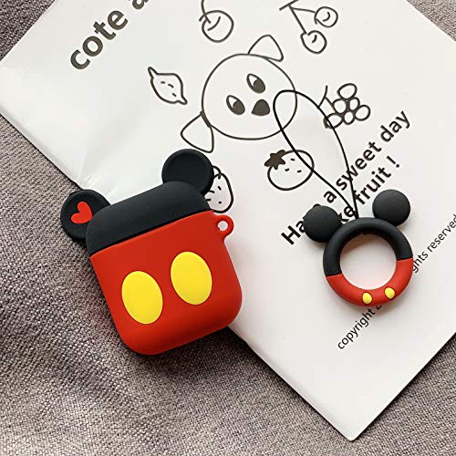 Ifilove Compatible With Airpods Case, Cute Cartoon Airpods Cover, Mickey Mouse Soft Silicone Shockproof Protective Case Cover Skin With Ring Buckle Holder For Apple Airpods 1 & 2 Charging Case(#1) #TOP5