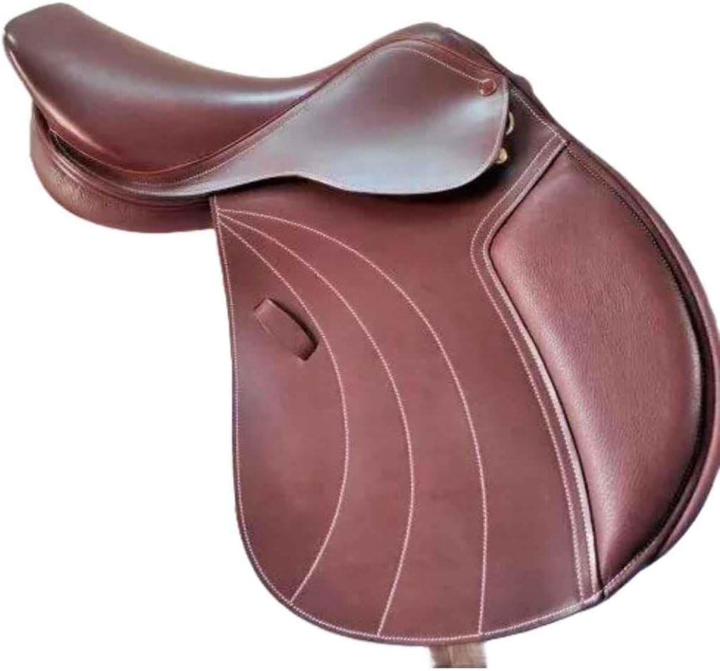 All Purpose Jumping English Premium Leather Riding Dressage Horse Saddle Tack, Saddles for Horseback Horse Riding Pony and Adult Size 10" to 18'' inches Seat Available, EVJ-57