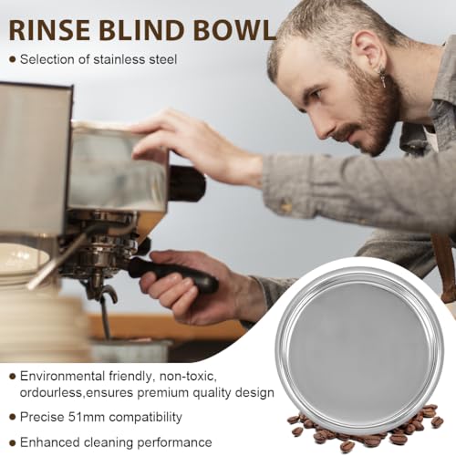Image of Supvox 51mm Stainless Steel Blind Basket for Espresso Machines, Backflush Cleaning Filter for Semi-Automatic Coffee Makers, Compatible with De'Longhi, Donlim and Other Standard Portafilters