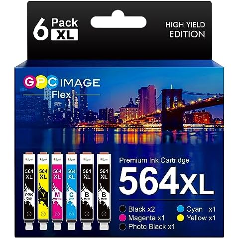 GPC Image Flex Compatible 564XL Ink Cartridge Replacement for HP 564XL 564 XL Compatible with DeskJet 3520 3522 Officejet 4620 Photosmart 5520 6510 6520 (Black Photo Black Cyan Magenta Yellow, 6 Pack) Cover