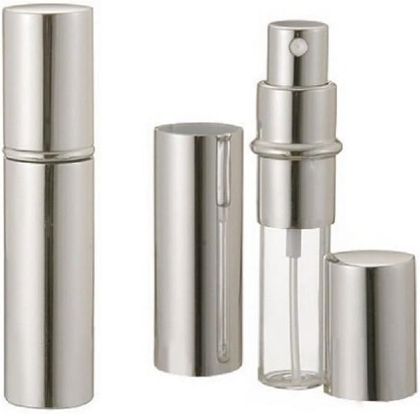 Silver Metallic Perfume Atomizer Spray 10 ML for purse or travel Refillable (with minor cosmetic blemishes on the metal casing)