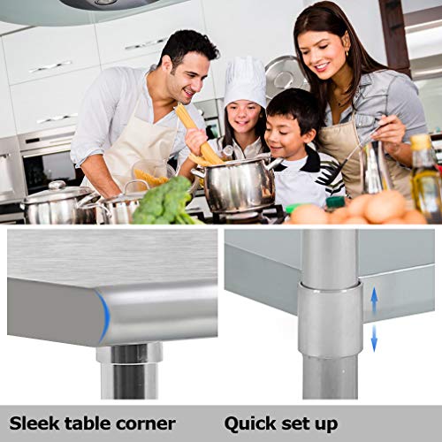 24" x36" Stainless Steel Kitchen Work Table Commercial Kitchen Restaurant Table - Thumbnail 6