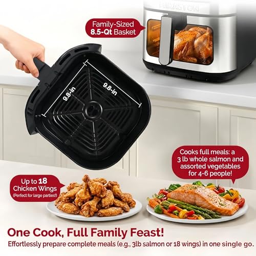 MIRASTON Air Fryer, 8.5QT Family Size Digital Air Fryers, BPA-Free, Smart Touchscreen with 8-Preset, Air Frying, Reheat Leftovers, Party Food, Fast Cooking, Dishwasher-Safe, Stainless Steel by MIRASTON - Image 4