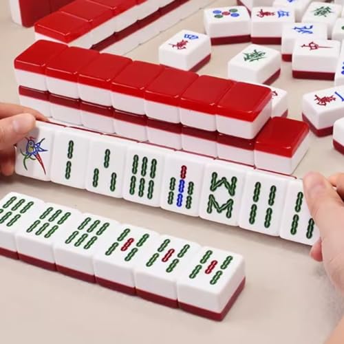 Juego de Mahjong Chino con 144 Piezas y Caja de Madera miniatura 4