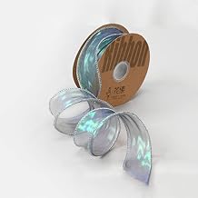 BBJ WRAPS Luxury Iridescent Fishtail Yarn Gift Ribbons for Flowers Bouquet Packaging Korean Sheer Organza Wired Ribbon for Valentine's Day Wedding Decorations, 1.6 W Inch x 10 Yards Green