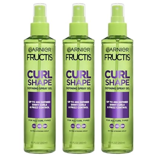 Garnier Fructis Style Curl Shape Defining Spray Gel for No Frizz, 8.5 Fl Oz, 3 Count (Packaging May Vary)
