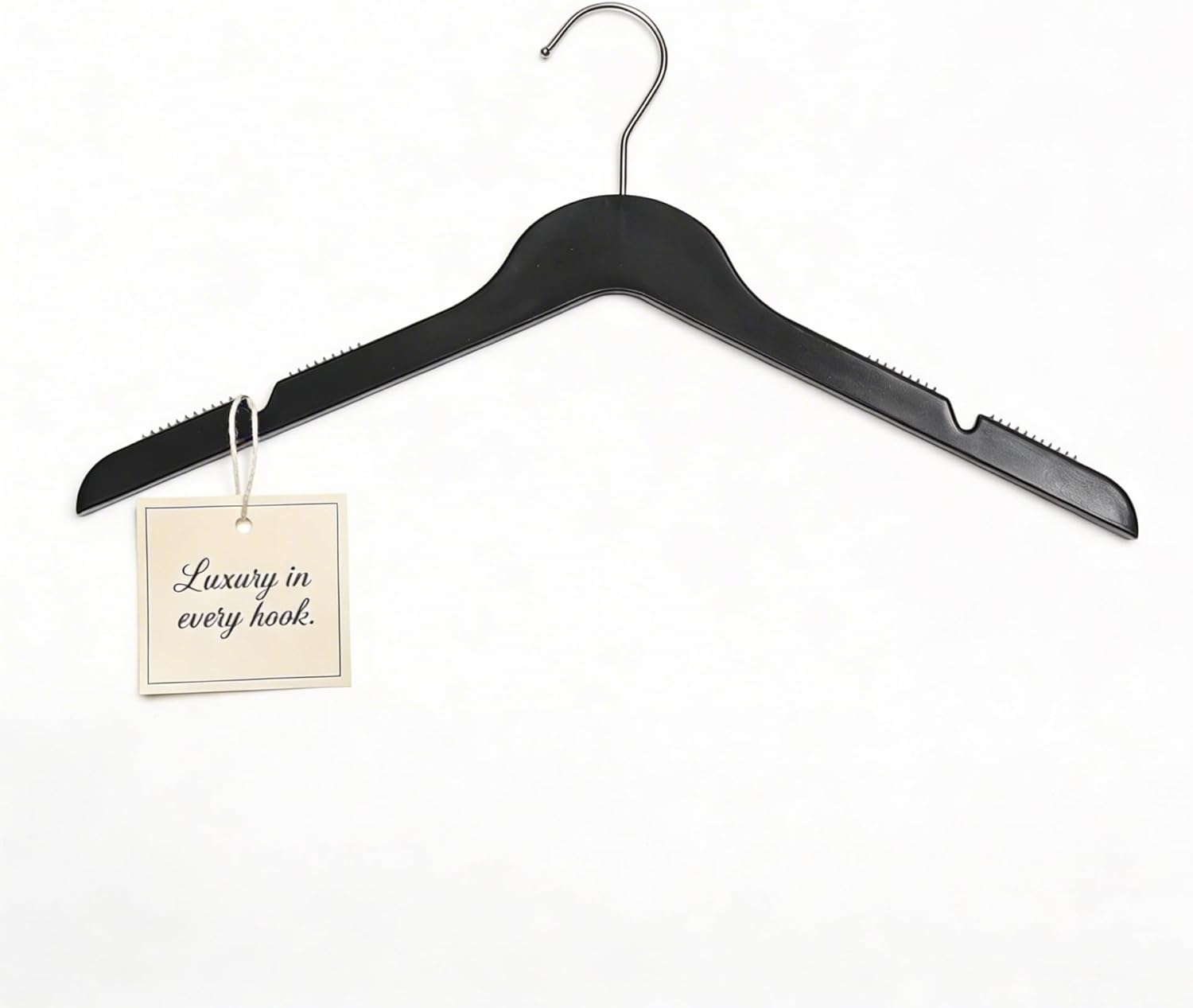 All Hung Up Plastic Hangers Slim, Non Slip Space Saving Clothes Hangers for Closet Organization, Durable Notched Plastic Coat Hangers for Shirts, Dresses & Jackets, Black, 36 Pack