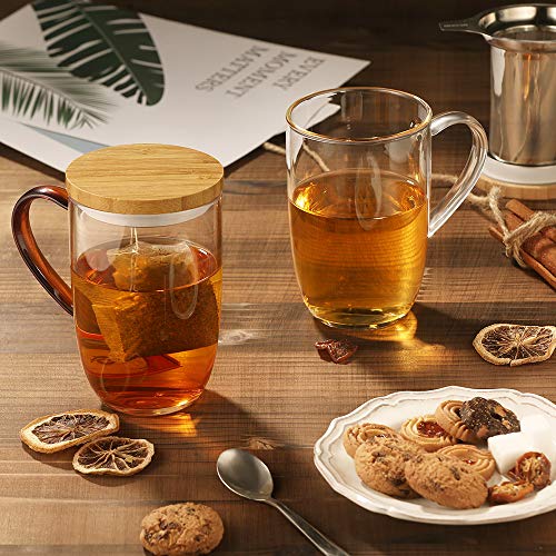 Miniatura 7 de Ecooe 440ml Taza De Te Con Filtro Y Tapa, Tazas De Te Grande De Borosilicato Con Filtro De 18 10 Inox, Para Te Negro Te Verde Té De Frutas
