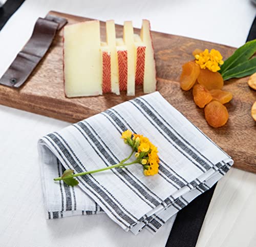 Solino Home Linen Dinner Napkins 20 X 20 Inch – 100% Pure Linen Black And White Napkins For Summer, Kitchen, Banquet Party – Capri Ticking Stripe Napkins Set Of 4 – Handcrafted From European Flax #TOP2