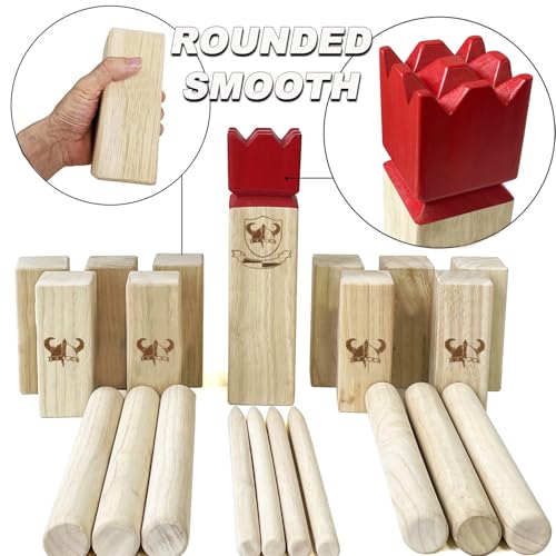 Kubb Spiel-Wurfspiel- Hartholz Wikinger Spiel-Premium Kautschukholz Hinterhof-Wurfspielzeug (mit Tragetasche, Regulation Size)