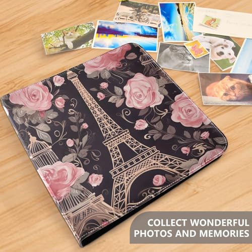 Álbum de Fotos Self Adhesive DIY Scrapbook Paris Flores Torre Eiffel 3 Aros 40 Páginas 8x10 miniatura 5