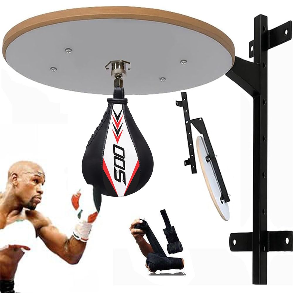 Heavy Duty Speedball Platform, Speed bag stand Synthetic Leather Punching Bag Stand Wall Mounted Hanging Speedball Platform Fitness Boxing Training MMA Muay Thai Kit For Adults