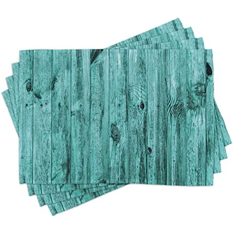 ABAKUHAUS Turquoise Washable Fabric Placemats Cover
