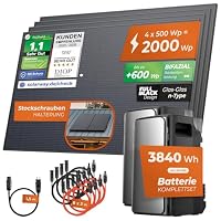 Solarway Balkonkraftwerk 2000 Wp / 800 W mit 3,8 kWh Speicher – Komplettset Steckdose – 2× EcoFlow STREAM Max (je 1,9 kWh) – 4× 500 W Solarmodule – Wechselrichter im Speicher – Plug & Play Solaranlage – Ansicht 2