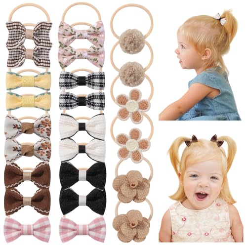 Jollybows Lot de 24 élastiques à cheveux en caoutchouc pour bébé fille avec fleurs