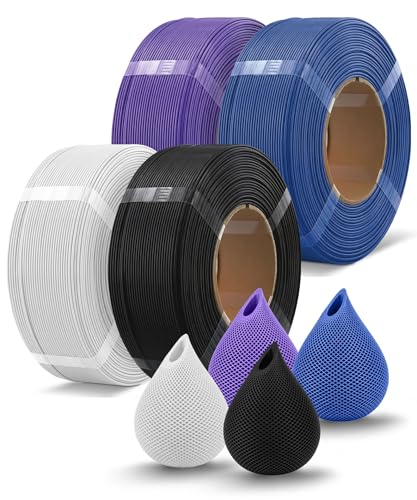 Image of OVERTURE 4 Pack 1kg High Speed Refill PLA Filament, Black+White+Blue+Purple