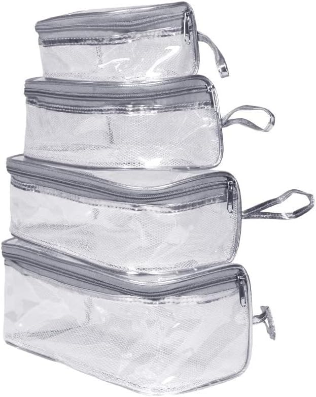 STACKRAID Set of 4 Multipurpose Transparent Travel Pouch Makeup Toiletry Kit Bag for women