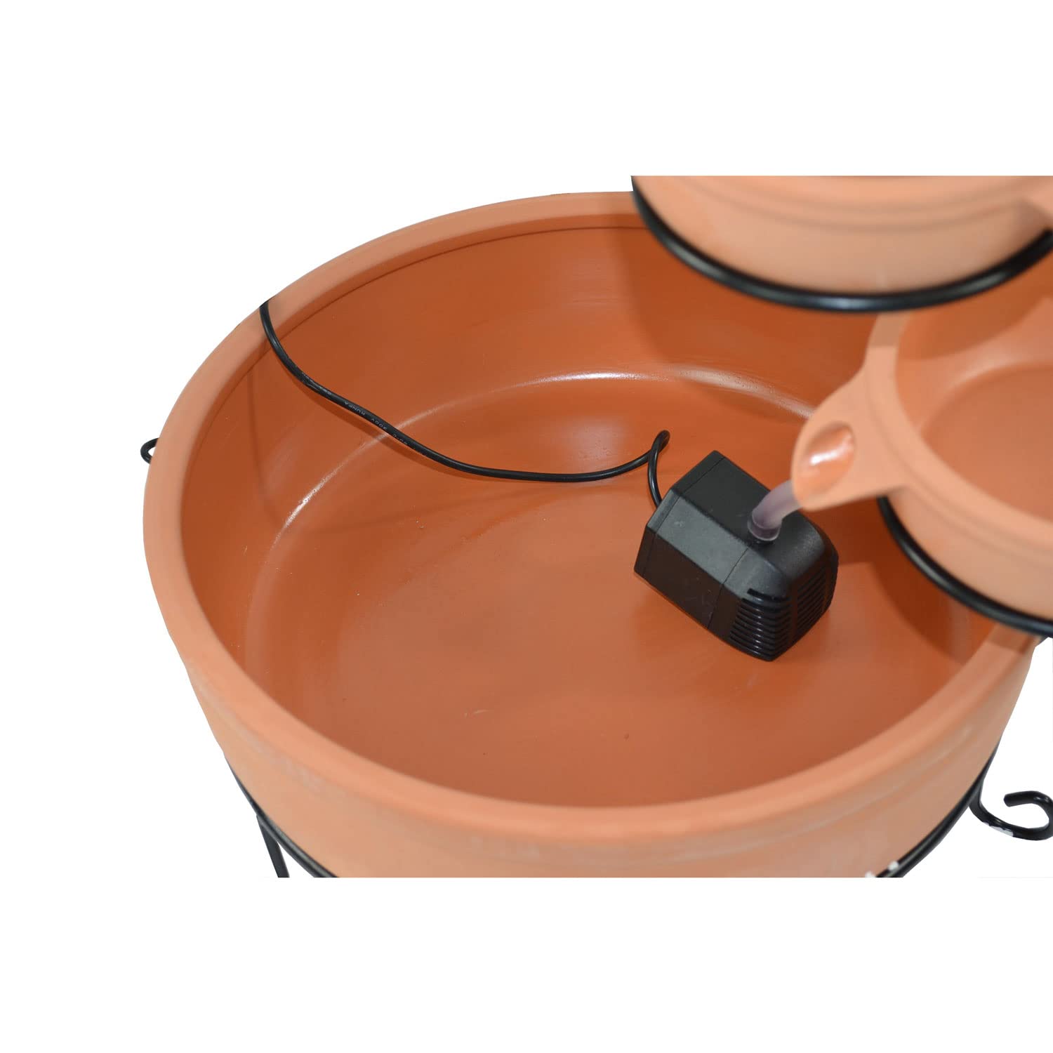 Amur Fontaine Solaire Cascade Pichet et Bols en Argile 55 cm - Déco Originale et Sons Apaisants pour Votre Jardin, Terrasse ou Balcon