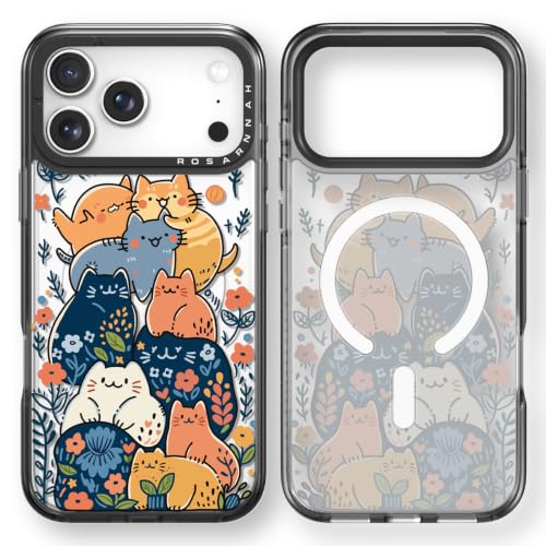 Rosarnnah for iPhone 18 Pro Max Case Aesthetic Black, Cat Party