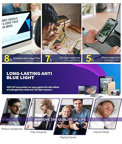 Image of ANYLUV Blue Light Blocking Glasses for Men Women Lightweight Computer Gaming Glasses Anti Eye Strain Rectangle Frame