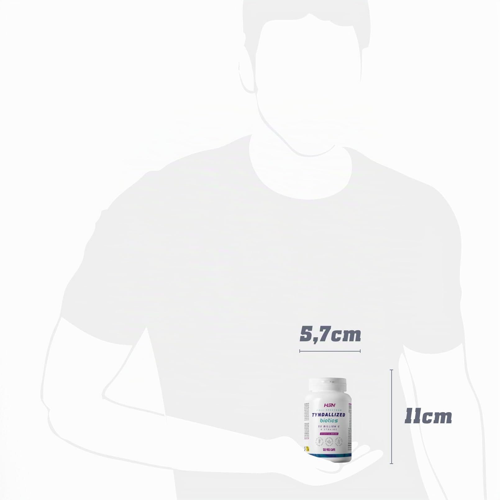 HSN Biotics Fermentos Tindalizados 50B Psicobiótico | 120 Cápsulas Veganas | 9 Cepas (Lactobacillus, Bifidobacterium, Streptococcus) | Prebióticos Inulina y FOS | Vitaminas A y D | Microbiota