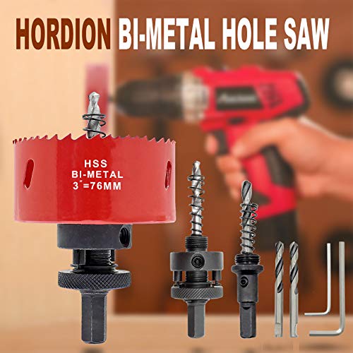 Hordion 76Mm 3 Inch Hole Saw With Drill Bits & Arbor, Heavy Duty Bi-Metal Hole Cutter For Cornhole Boards Wood Plastic Drywall #TOP6