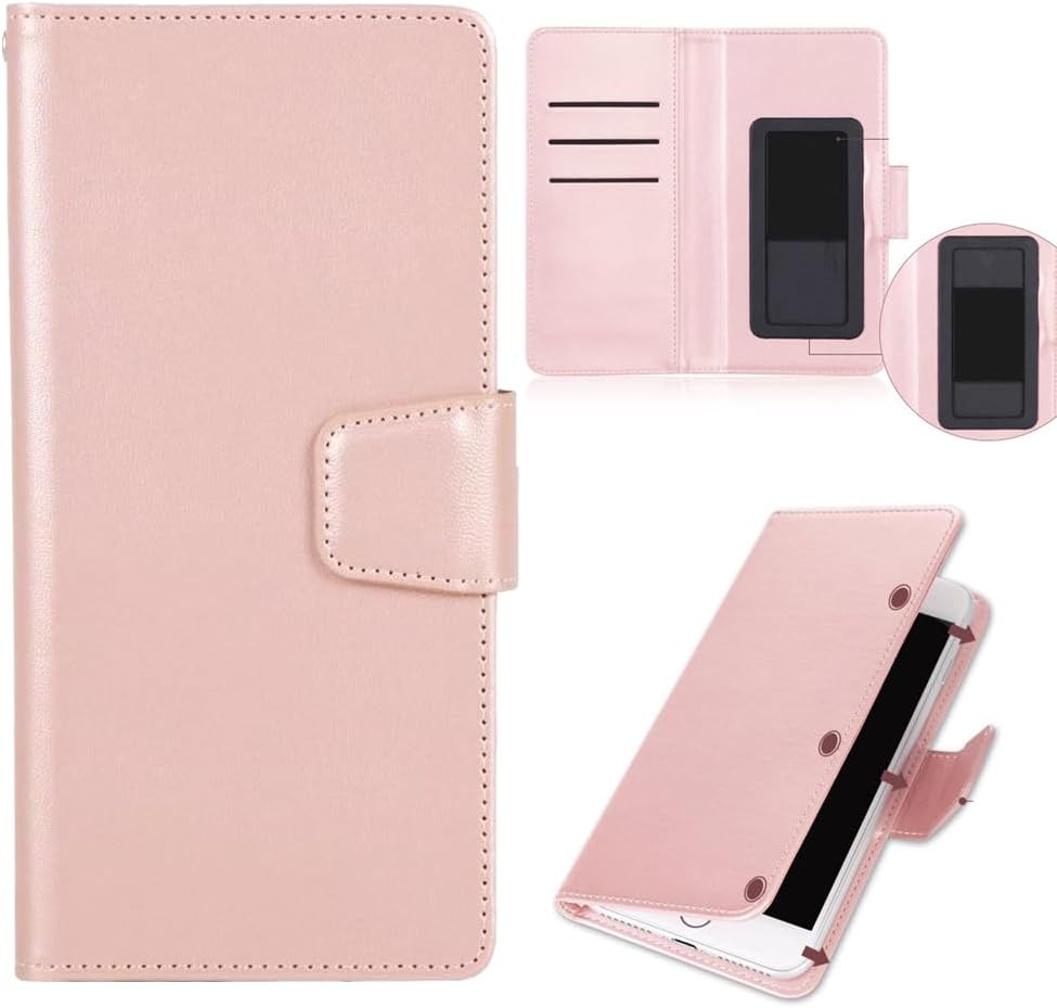 for BOOX Palma2 Pro/BOOX Palma 2 eBook Reader Case, Universal Leather Magnetic Flip Wallet Case with 3 Card Holder Compatible with VIWOODS 6.13" Carta1300 AiPaper Reader -Rose Gold